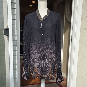 Camilla Black and Gold Patterned Blouse